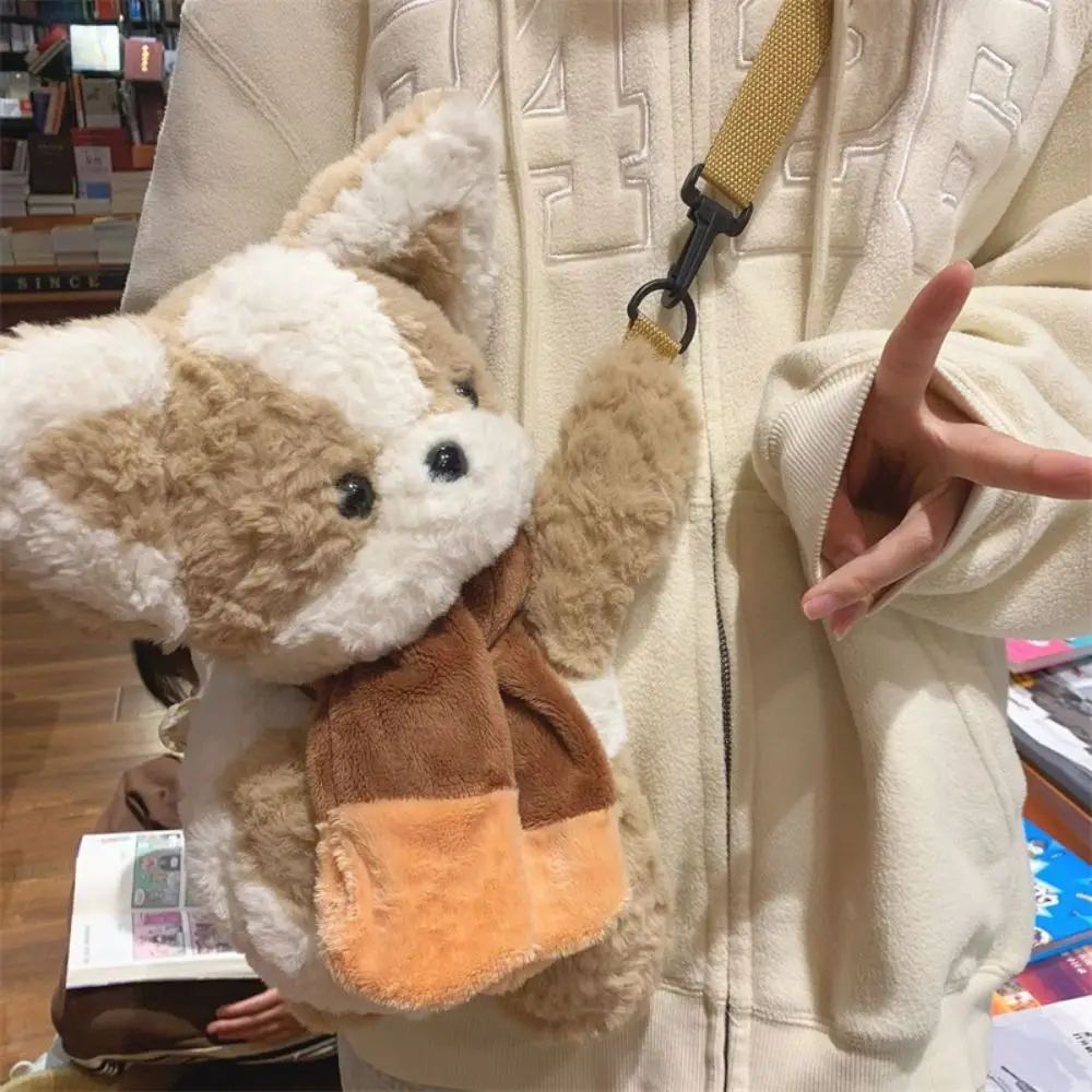 Little Orange Dog Scarf Dog Crossbody Bag Cartoon Brown Corgi Corgi Doll Plush Bag Kawaii Creative Animal Plush Backpack