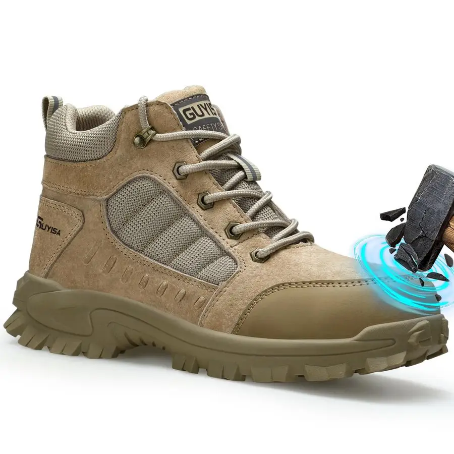 

Boots for Men Breathable Steel Toe Boots Lightweight Steel Toe Shoes for Men Construction Boot Comfortable Safety Boot Indestruc