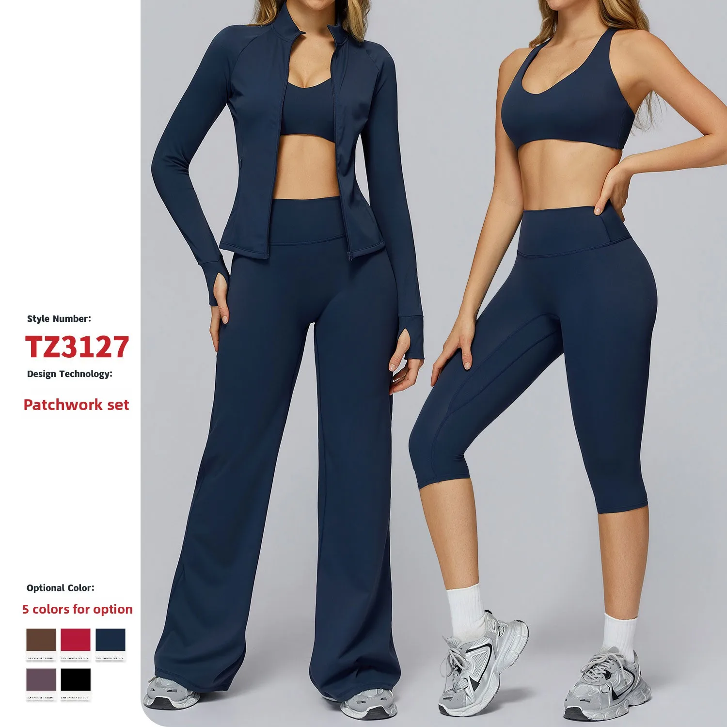 

Women's Yoga Fitn Training Set Long Sve Fce Tight Wide Leg Casual Sports Outfit Outdoor Running Exercise Clothes