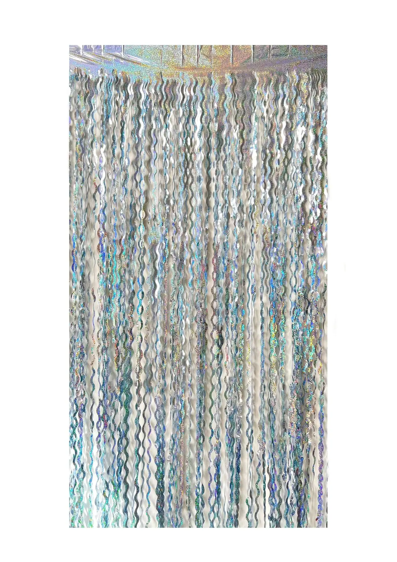 Glitzernde Lametta-Folien-Fransenvorhänge, blau, lila, Metallfolie, Fransen-Hintergrund, Wandvorhänge für Babyparty, Meerjungfrau-Party-Hintergrund – Detail 3