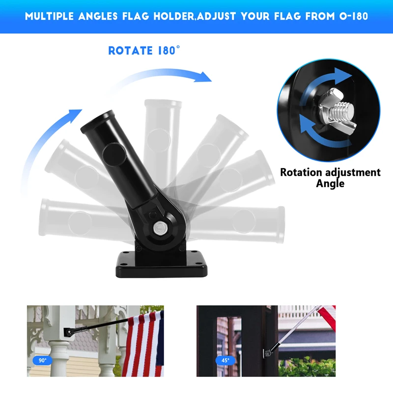 Flag Pole Holder Mounting Bracket Adjustable Flagpole Rod Hitch Bracket Multi-Position Flag Pole Mounting Bracket