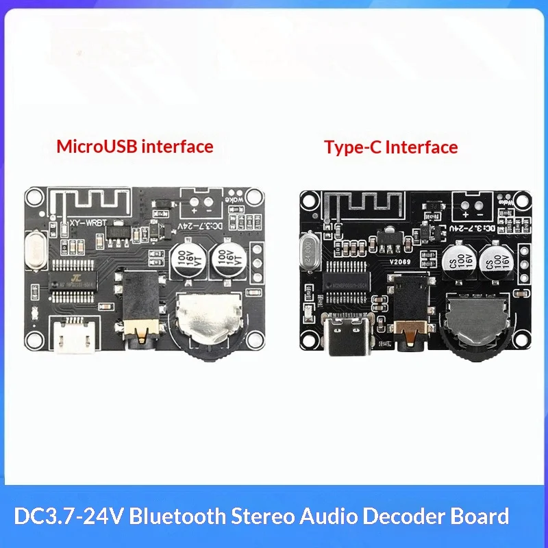 Bluetooth 5.0 dual-channel stereo audio decoding board DC3.7-24V volume adjustable 3.5mm audio interface