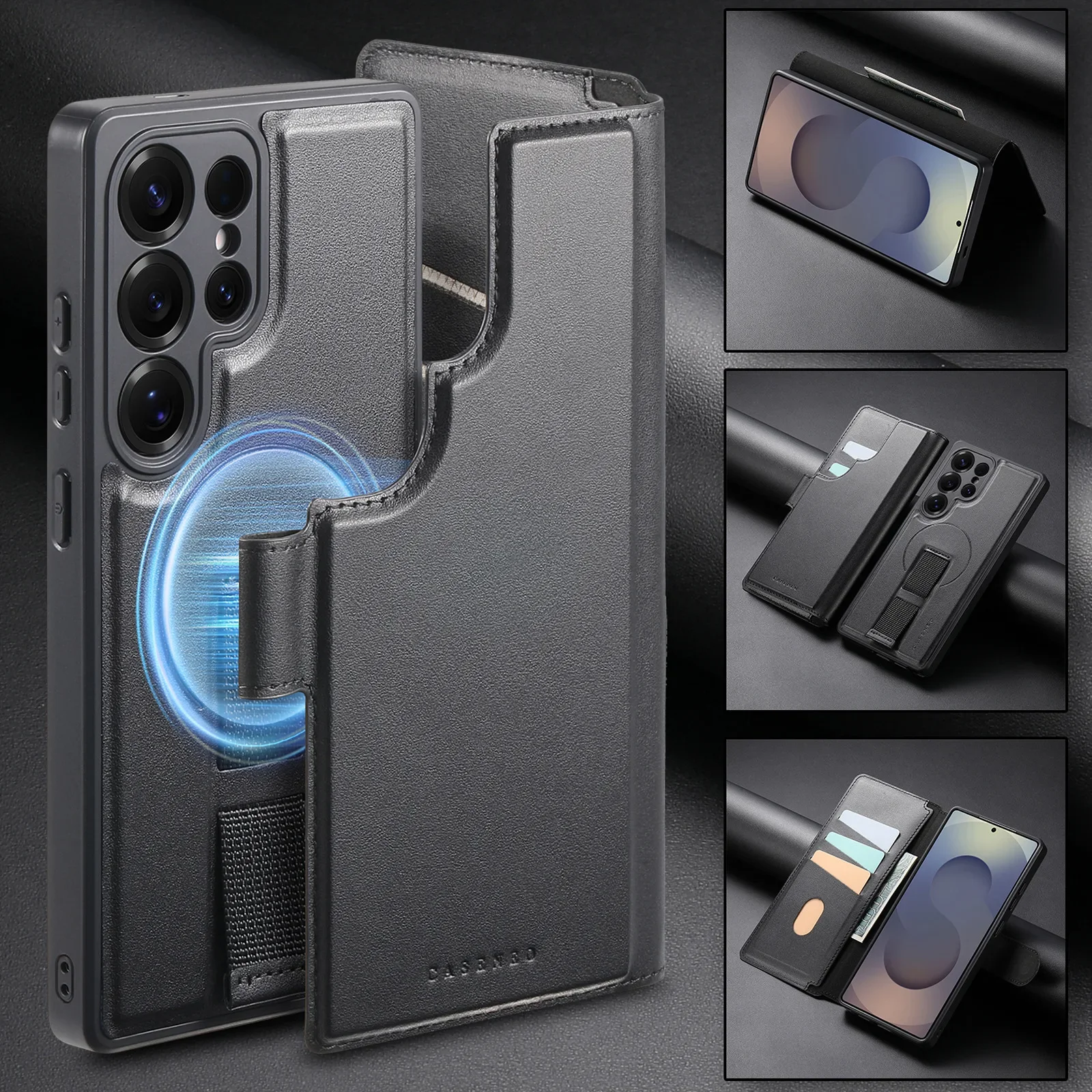 محفظة حامل بطاقات قابلة للفصل لهاتف سامسونج جالاكسي S25 Ultra Edge S24 Plus حافظة هاتف جلدية مغناطيسية قابلة للانفصال غطاء مضاد للسقوط #2