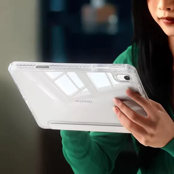 

С слотом для ручки для Samsung Galaxy Tab A9 8,7 A9PLUS T295 S10 Plus S9 FE+ S8 S7 S6 Lite A8 Тройная акриловая прозрачная задняя крышка