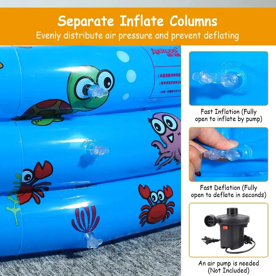 51x13In Inflatable Swimming Pool Blow Up Family Pool For Foldable Swim Ball Pool