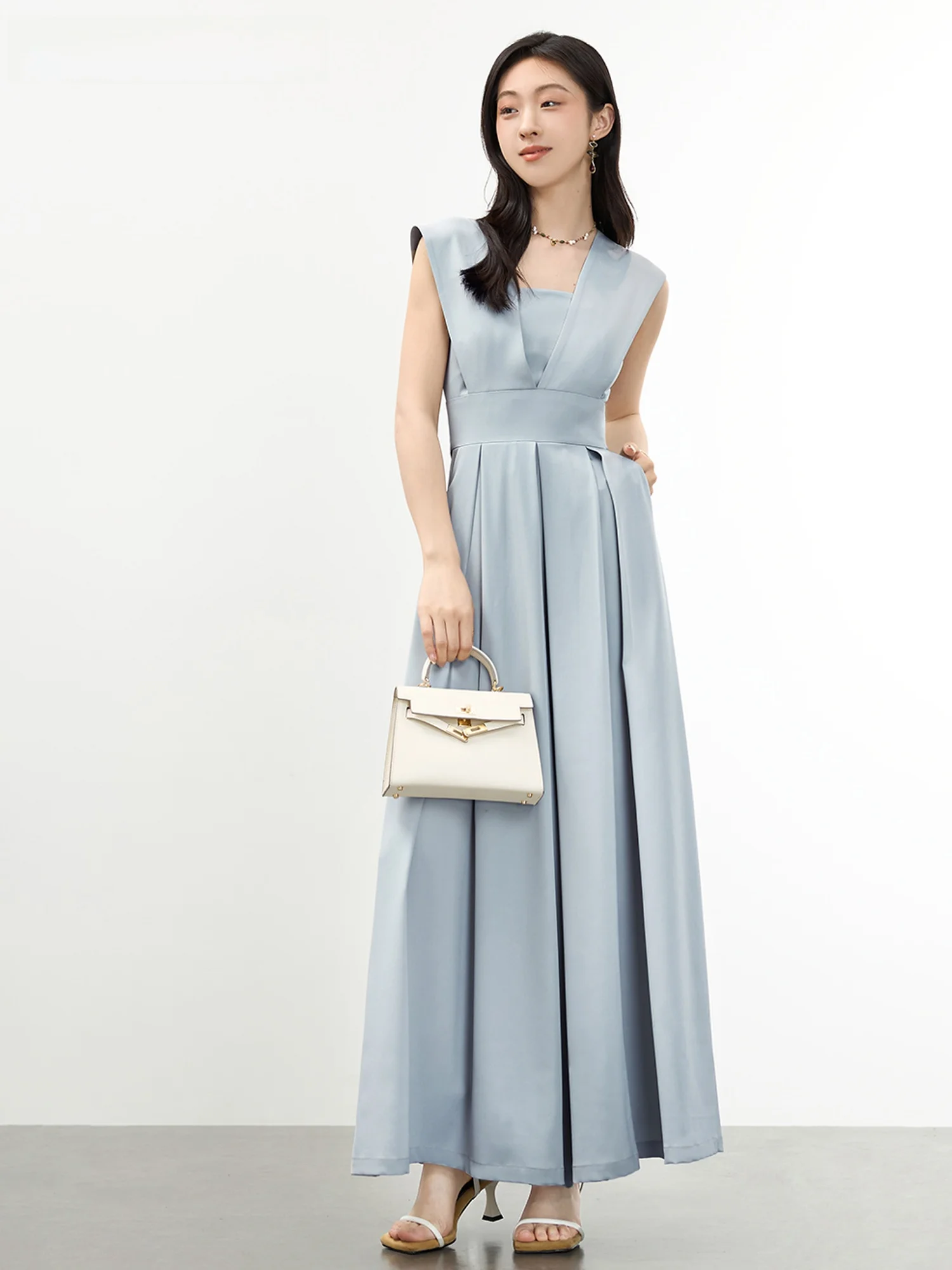 라 샤펠 여성용 허리 조임 원피스 여름 슈트, 하이웨이스트 와이드 레그 팬츠, 롱 팬츠, 출퇴근 스타일