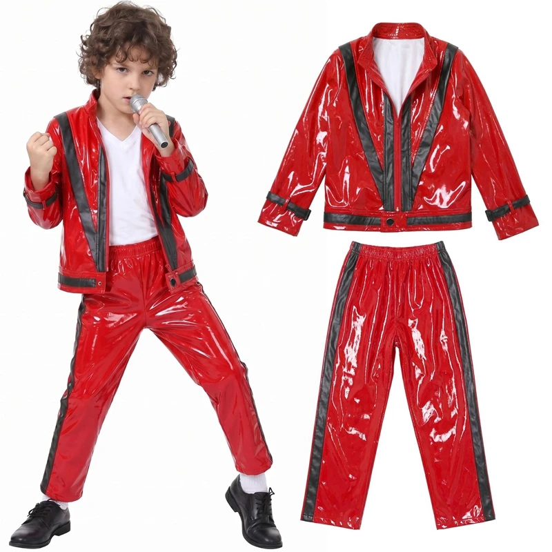 Kids Boys Michael Jackson Cosplay Costume 80s Hip-hop Jazz Stage Performance Clothes Halloween Party Outfit Suit Dance Wear view 6