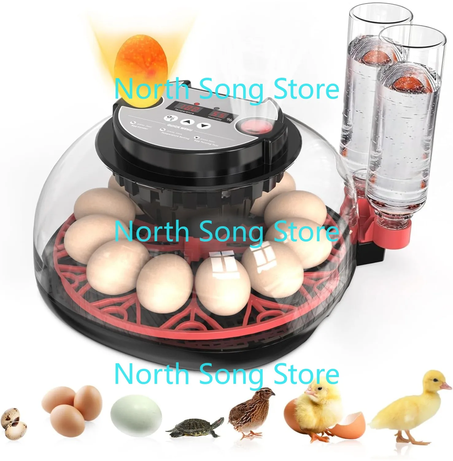 Incubators for Hatching Eggs Automatic Egg Incubator with Temperature Control Humidity Display 12 Egg Capacity 360° Viewing