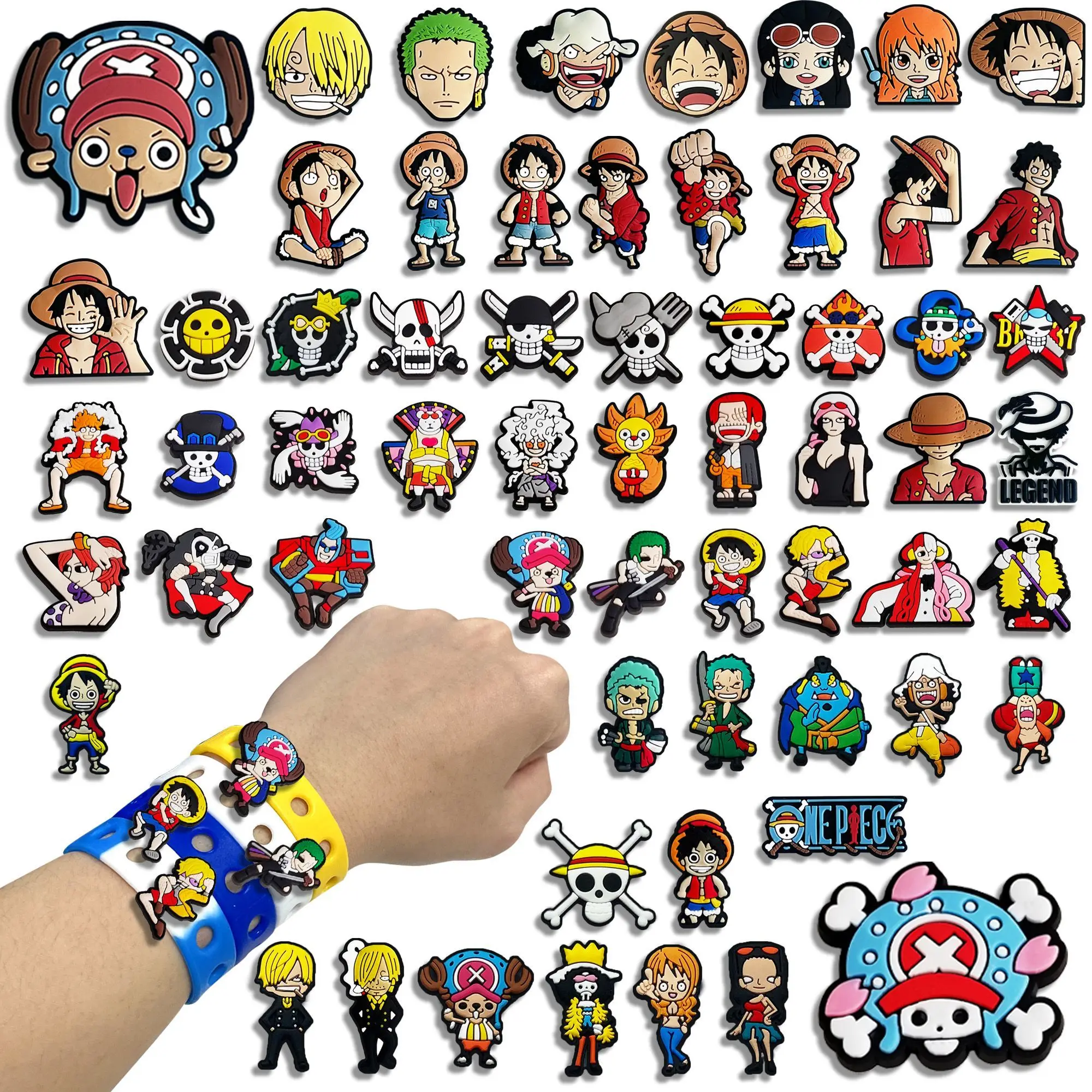 2-122pcs One Piece Luffy DIY Accessories Cartoon Doll Cute Detachable Shoe Buckle Zoro Shoe Flower Decorative Ornament - view 5