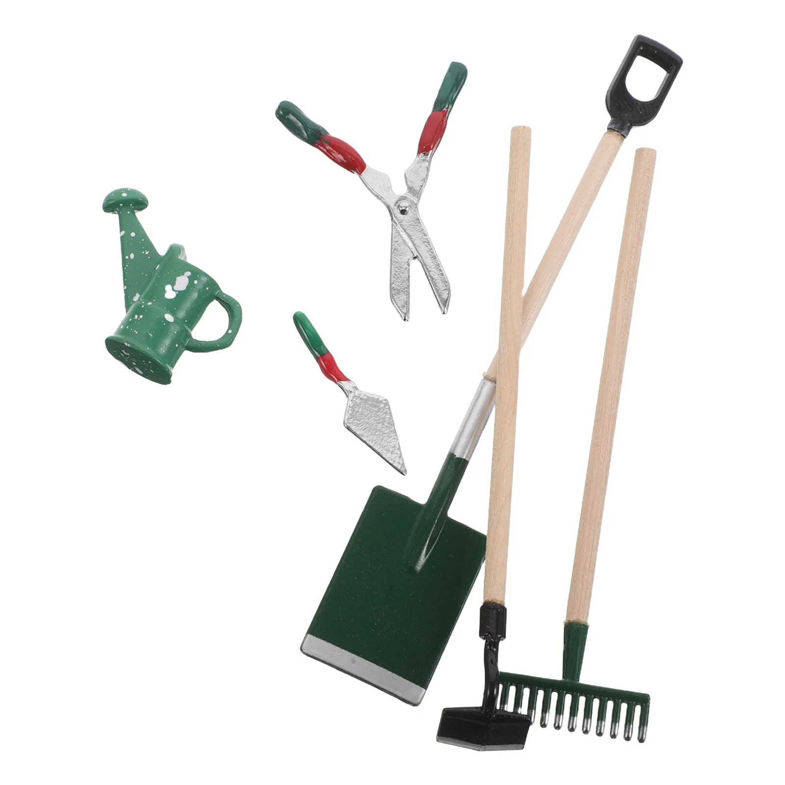 

6 Pcs Micro Garden Tools Dollhouse Watering Can Accessories Shovel Miniature Simulation Alloy