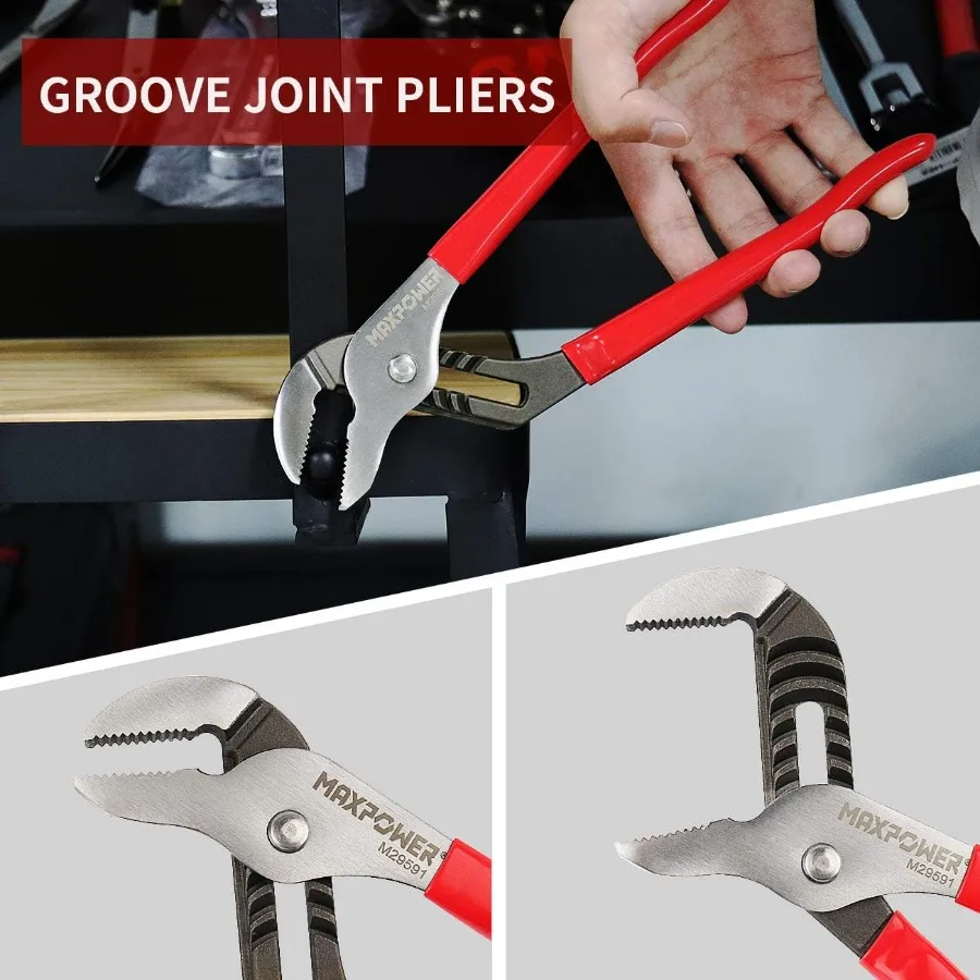 ชุดประแจและคีม 6 ชิ้นในกระเป๋าชุดสำหรับซ่อมรถยนต์ อุปกรณ์ประปา การบำรุงรักษาไฟฟ้า และงาน DIY ทั่วไป