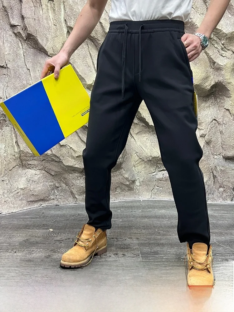 

Мужские уличные зимние термошерстяные шелковые наколенники, повседневные брюки, ветрозащитные прямые брюки из полиэстера и нейлона