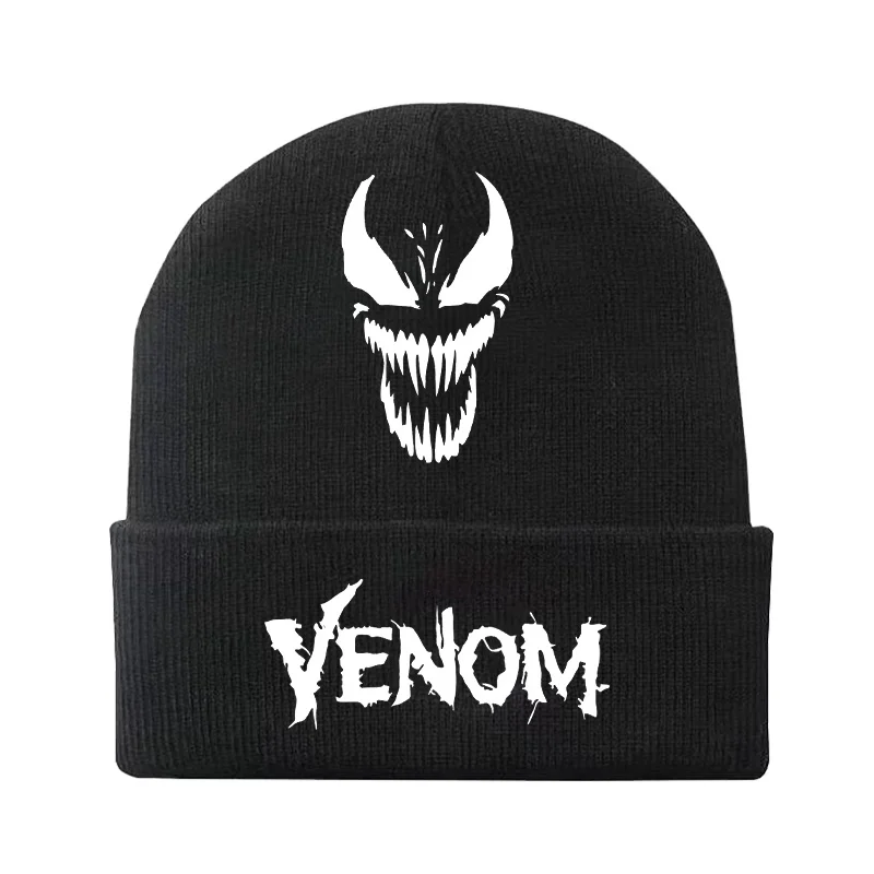 Venom Marvels Knitted Hat Beanies Cap Boys Kids Autumn Winter Keep Warm Skullies Bonnet Unisex Leisure Sports Outdoor Hats Gifts