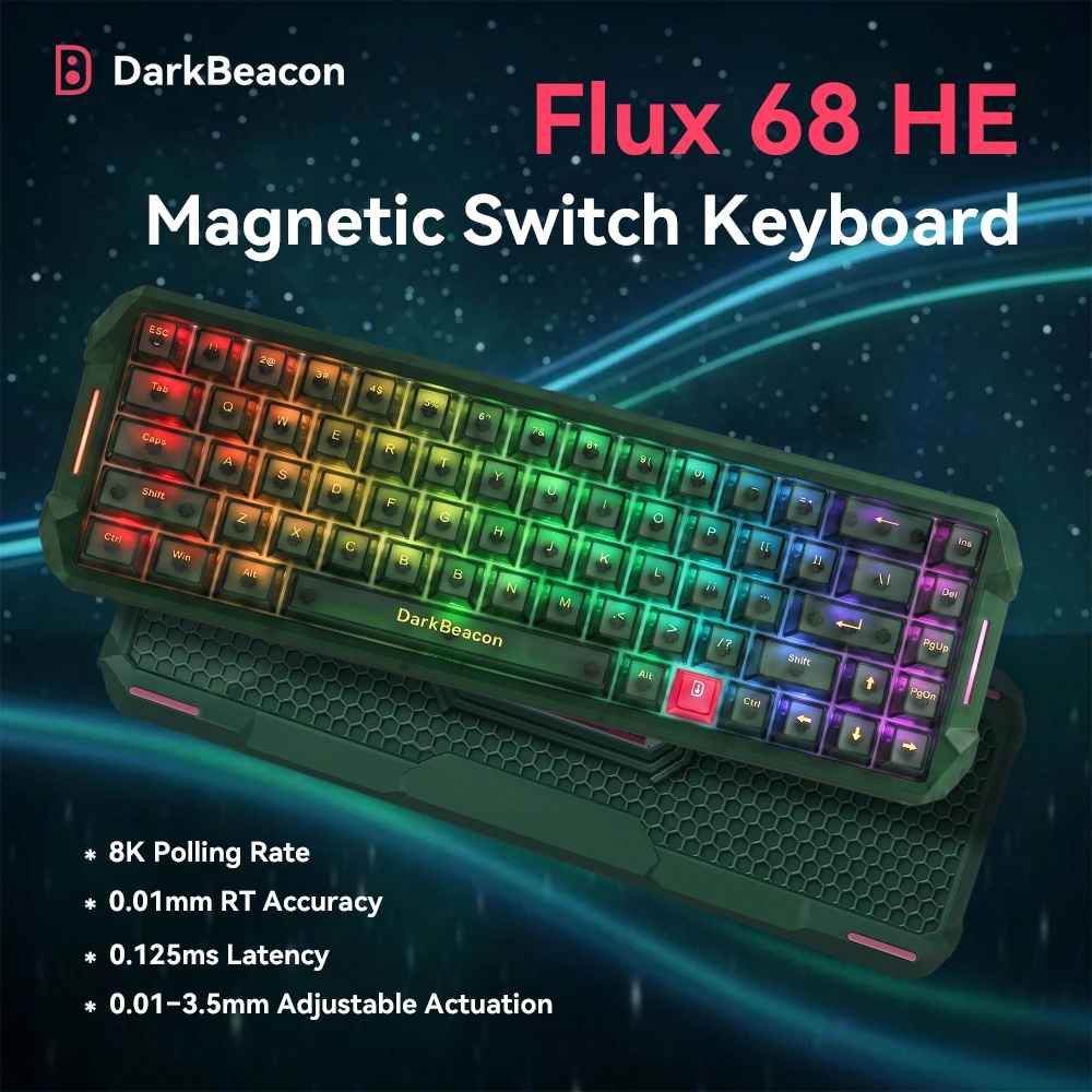DarkBeacon 65% HE 磁気スイッチゲーミングキーボード 68 キーメカニカルキーボード RGB 有線キーボードレッドスイッチ Windows macOS 用