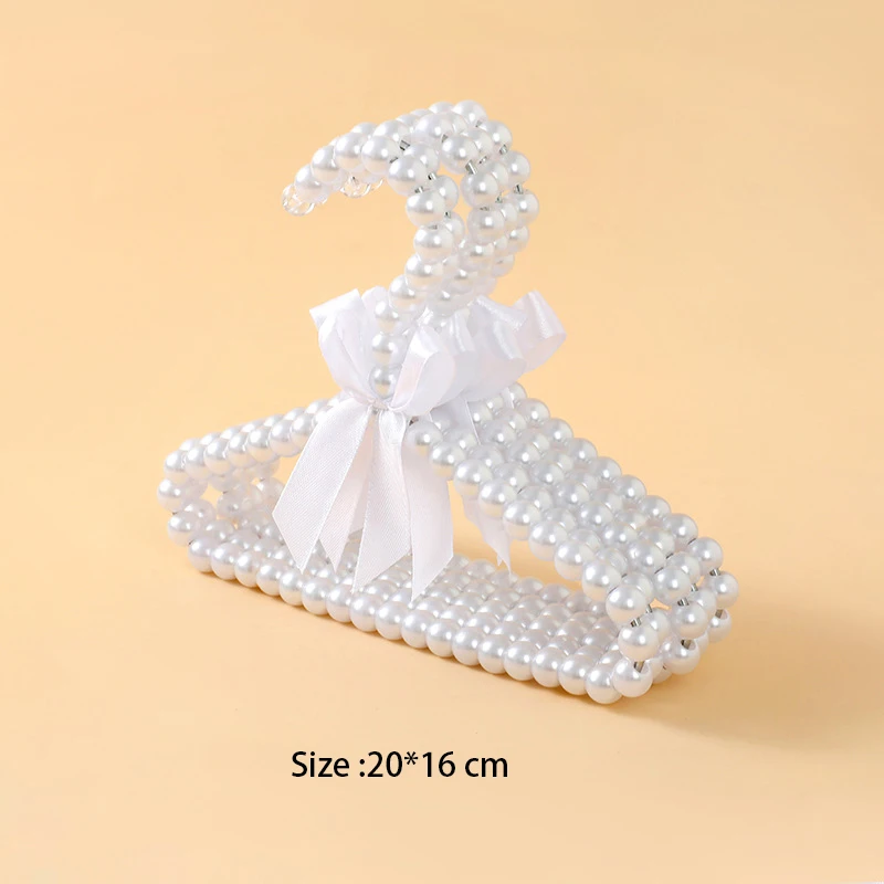 

1PCS 20cm Imitation Pearl Beaded Bowknot Dress Coat Hanger Pet Wardrobe Closet Storage Rack Space Saving Dry Clothing Organizer