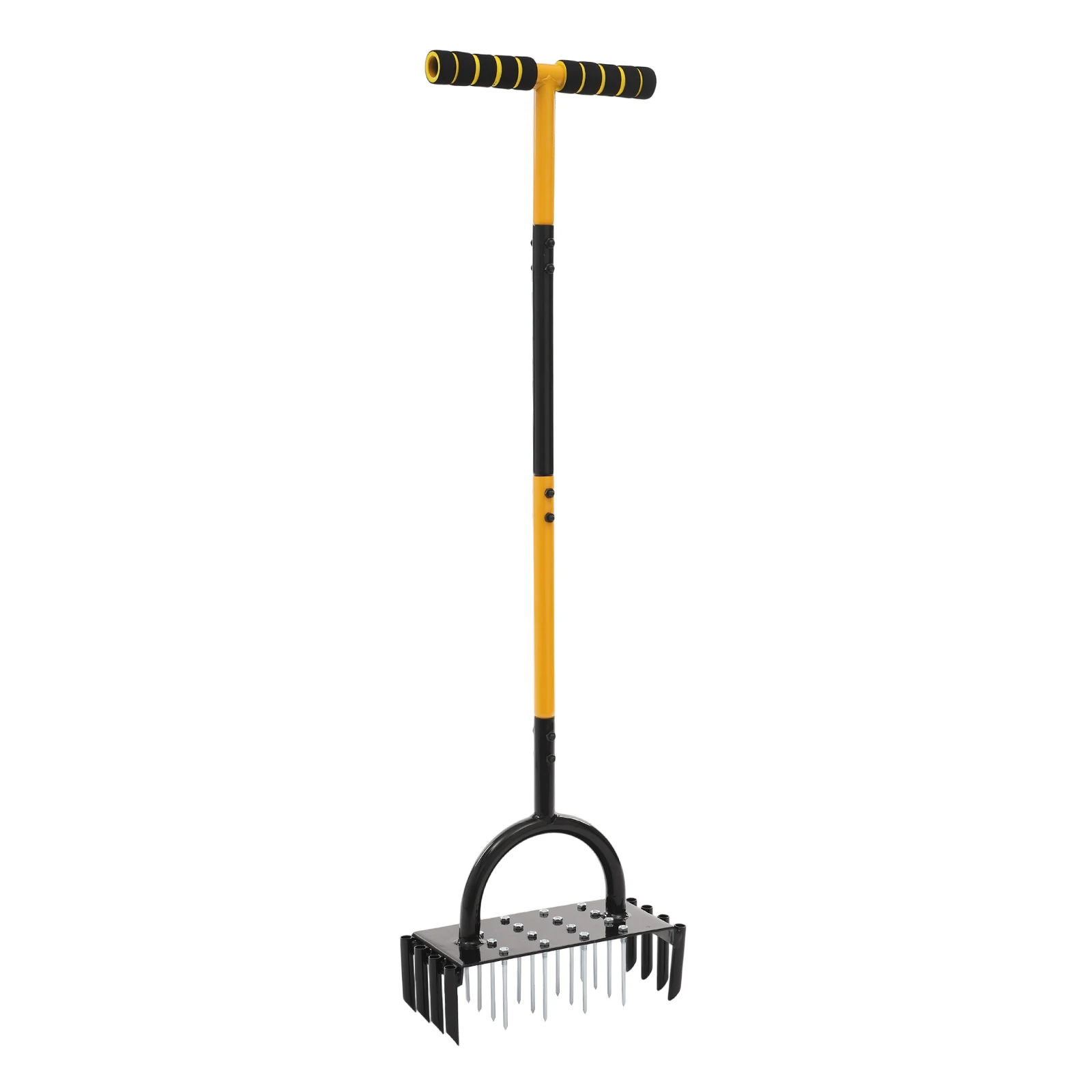 Stehender Rasenbelüfter – 2-in-1 Bodenlockerer & Belüfter mit 16 massiven Spikes & 8 Kernlöchern, ergonomischer T-Griff, arbeitssparend – Detail 12