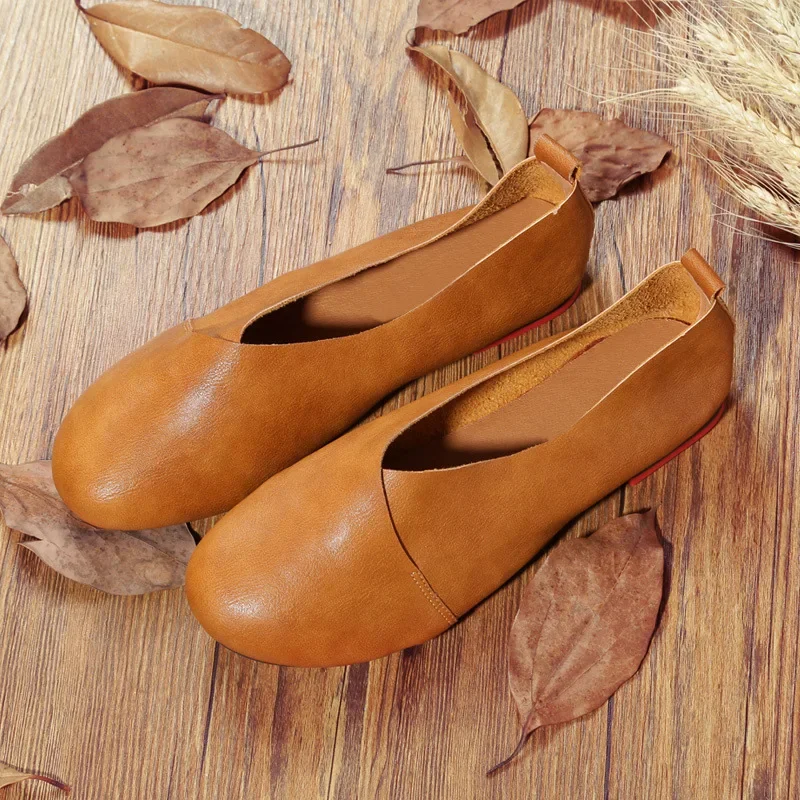 CICIYANG Retro Flats for Women 2024 Autumn New Handmade Single Shoes Ladies Shallow Mouth Comfortable Non-slip Mommy Shoes Women