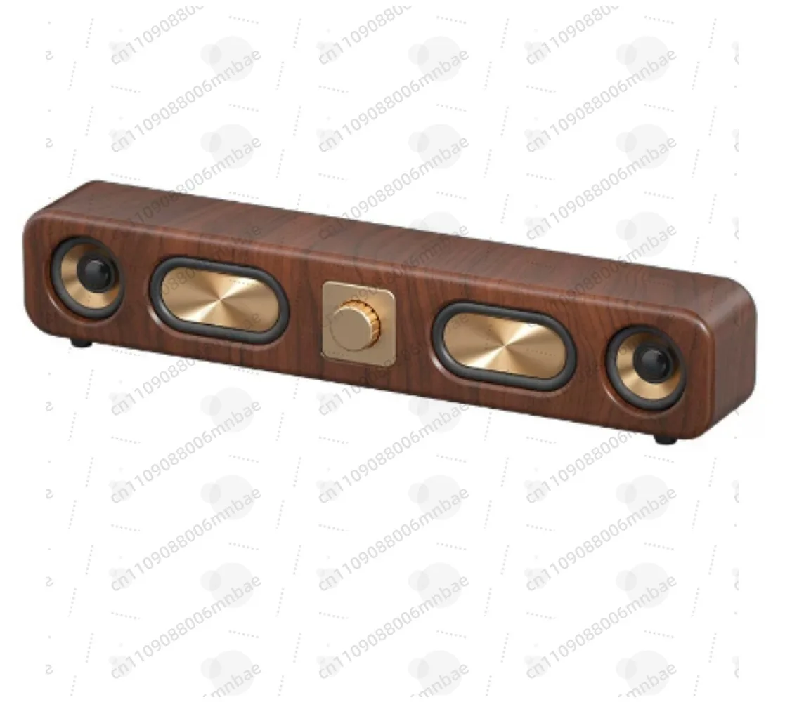 Retro Wireless Bluetooth Speaker E3404 Big Speaker Accent Low Wood Strip Card Desktop Audio Radio