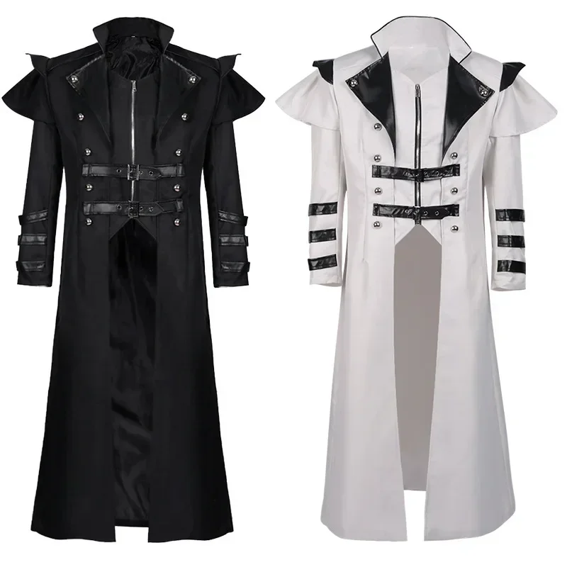 

Medieval Retro Palace Banquet Outfit Zipper Gothic Style Long Coat