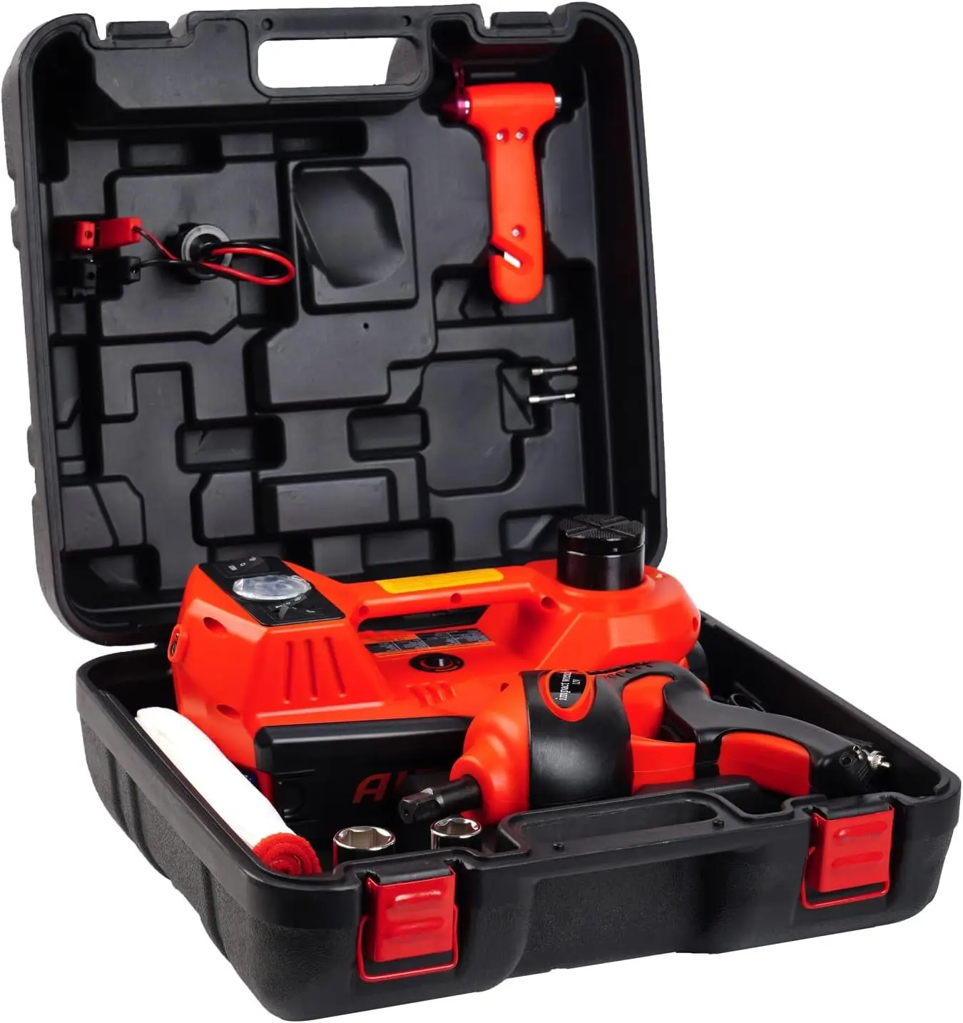 Electric Car Jack Kit 5 Ton 12V Hydraulic, Impact Wrench | Lift Range 5.9-17.7in, Fits Sedan SUV MPV Truck, 350 N·m Torque, 35L/