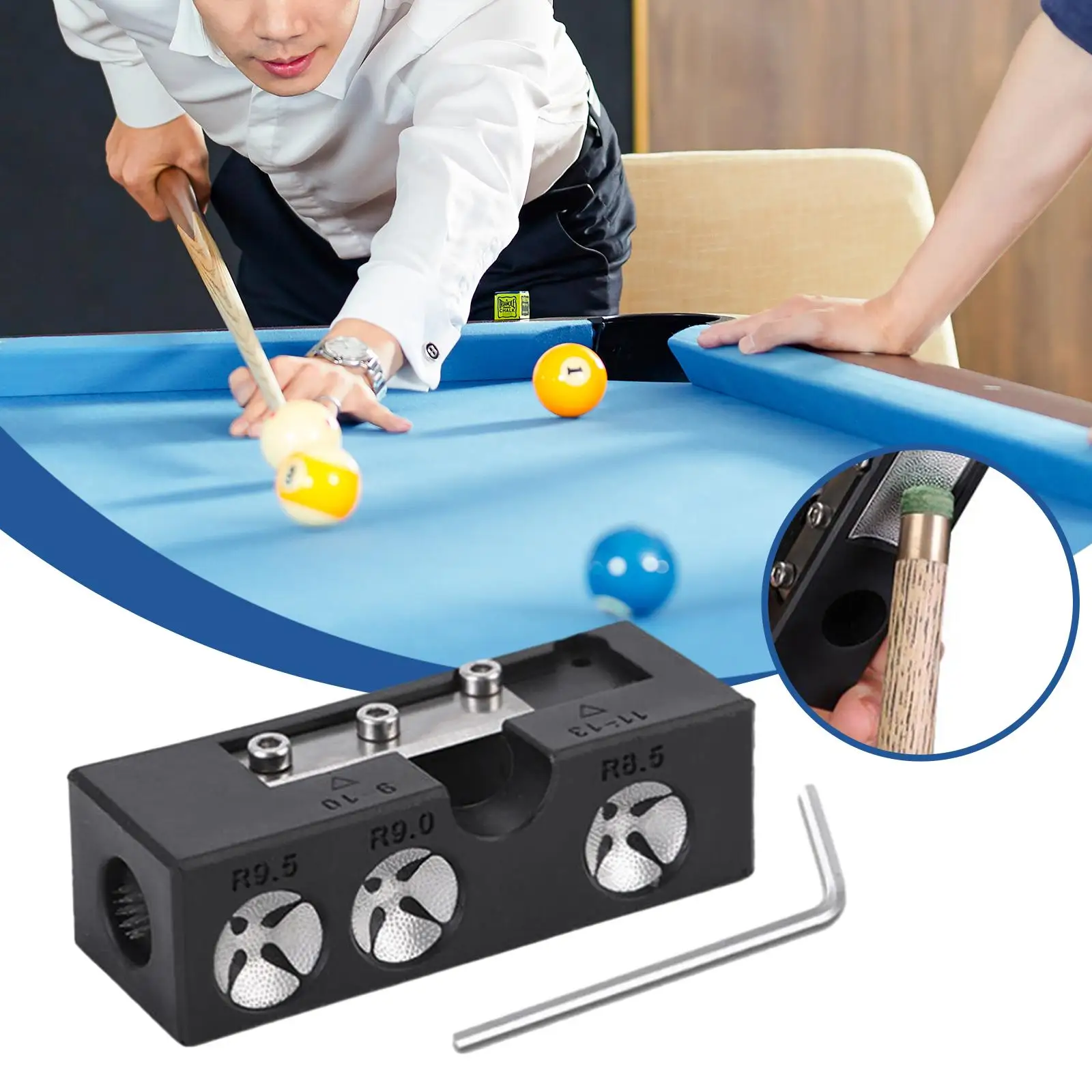 

Pool Cue Tip Repair Tool, Pool Cue Shaping, Portable Multifunctional Billiard Pool Cue Tip Tools, Billiards Accessories