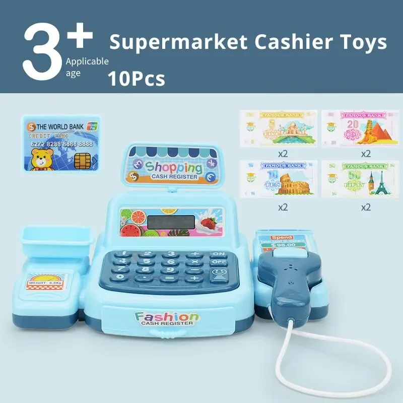 Simulación de compras, casa en efectivo, juguetes, juego electrónico, iluminación, efectos de sonido, supermercado, cajero, juguetes, juego de simulación, juego de comestibles