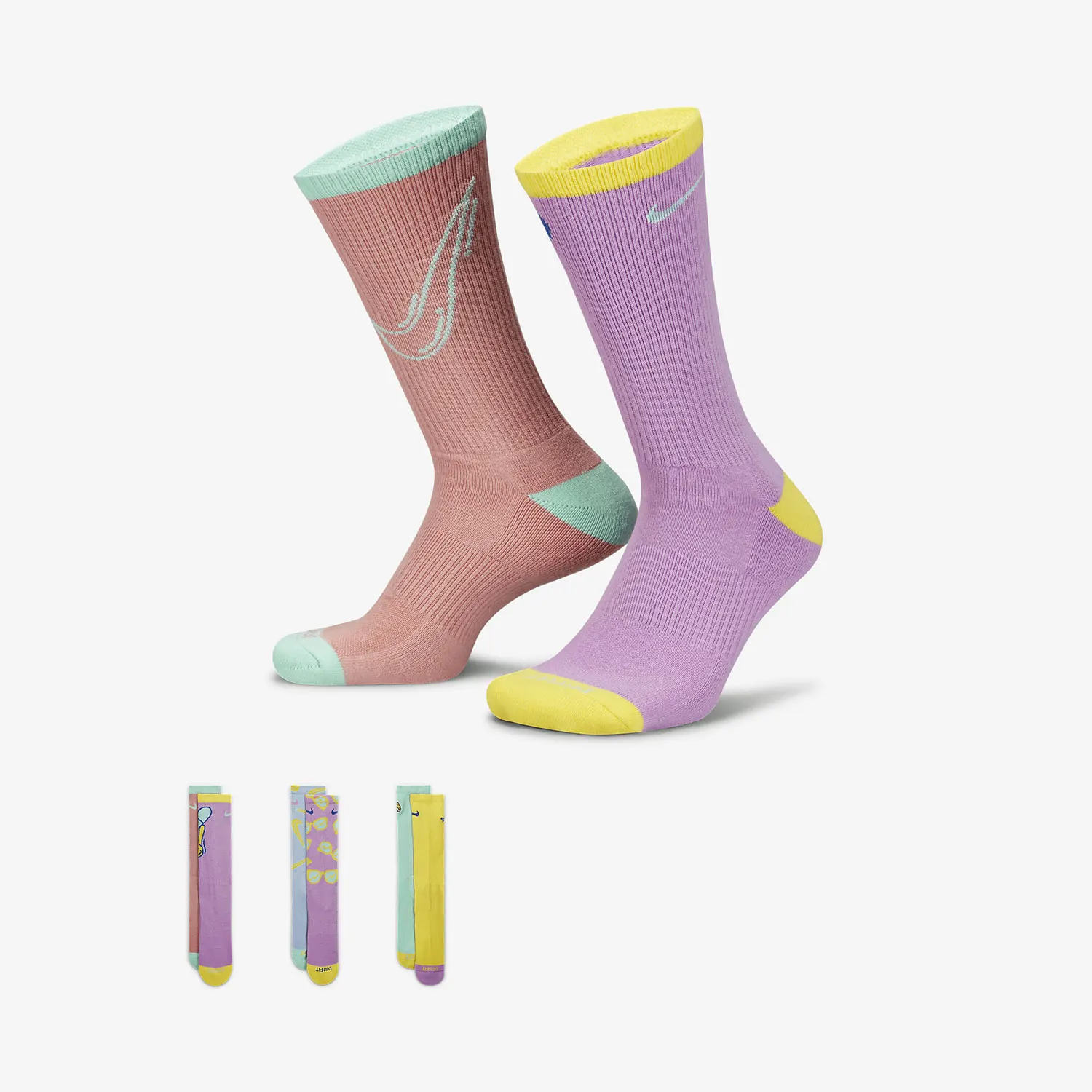 

Nike Authentic EVERYDAY Men's Women's Knit Mid-Calf Sports Socks Three-Pair Set FB3290-902