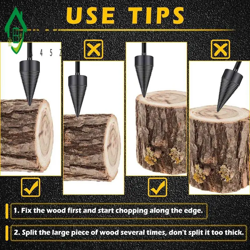 

A45Z-5 Pcs Firewood Log Splitter Drill Bit,Removable Splitter Drill Bits, Screw Cones Kindling Splitter, Splitting Drill Bit