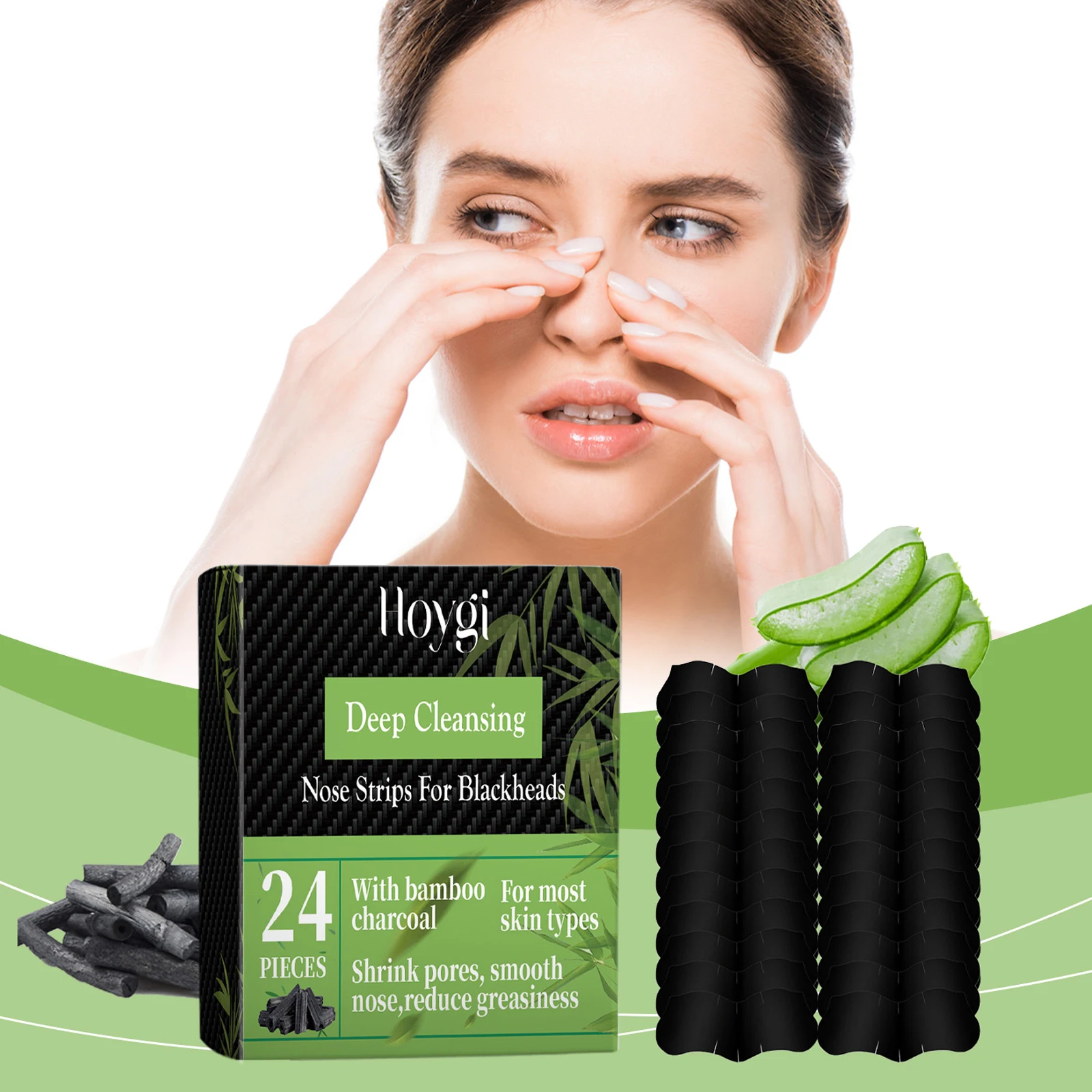 Parche para la nariz y espinillas, carbón de bambú, purificación de espinillas, limpieza profunda de la cara y la nariz, mascarilla para la nariz, limpieza profunda, cuidado de la piel coreano