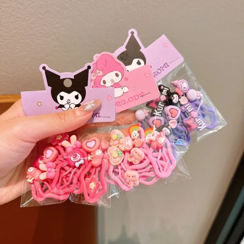 10 Pieces Sanrio Kitty Children\'s Cloud Hair Clip Cinnamoroll Cute Girls Back Bangs BB Clip Kuromi Girls Hair Clip Headwear