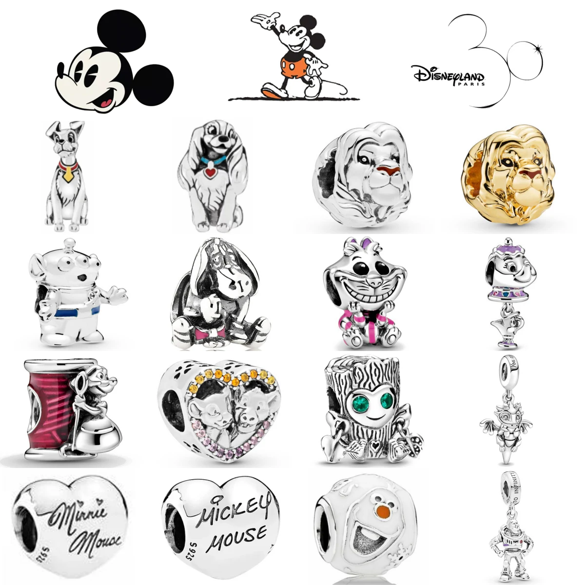 

New 925 Silver Miniso Mickey Mouse Disney Pluto Tree Pendants Charms Beads Fit Original Bracelet DIY Jewelry For Women