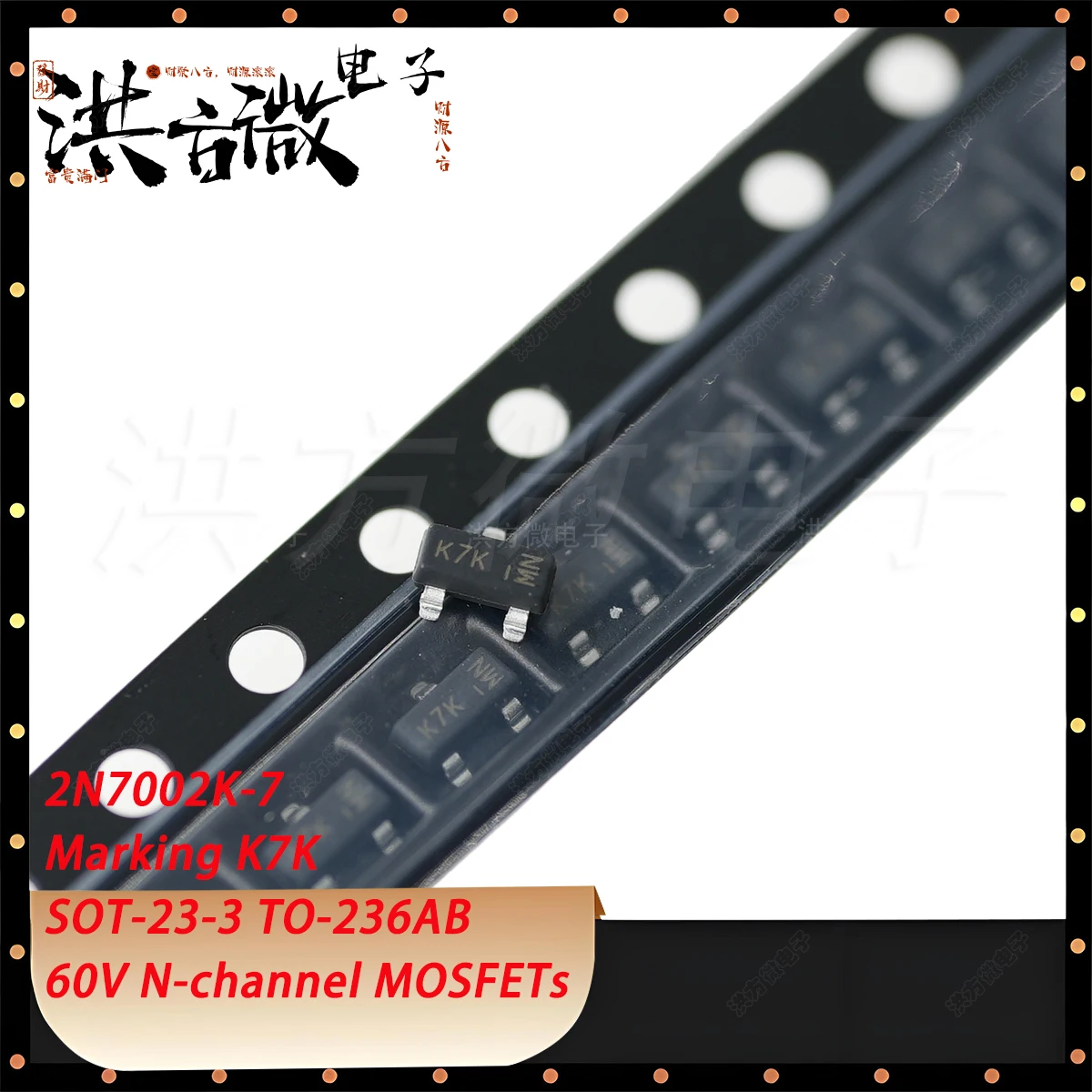 20PCS 2N7002K-7 Marking K7K SOT-23-3 TO-236AB 60V 380mA 370mW N-channel NEW Original Field-Effect Transistor MOSFETs 2N7002K K7K