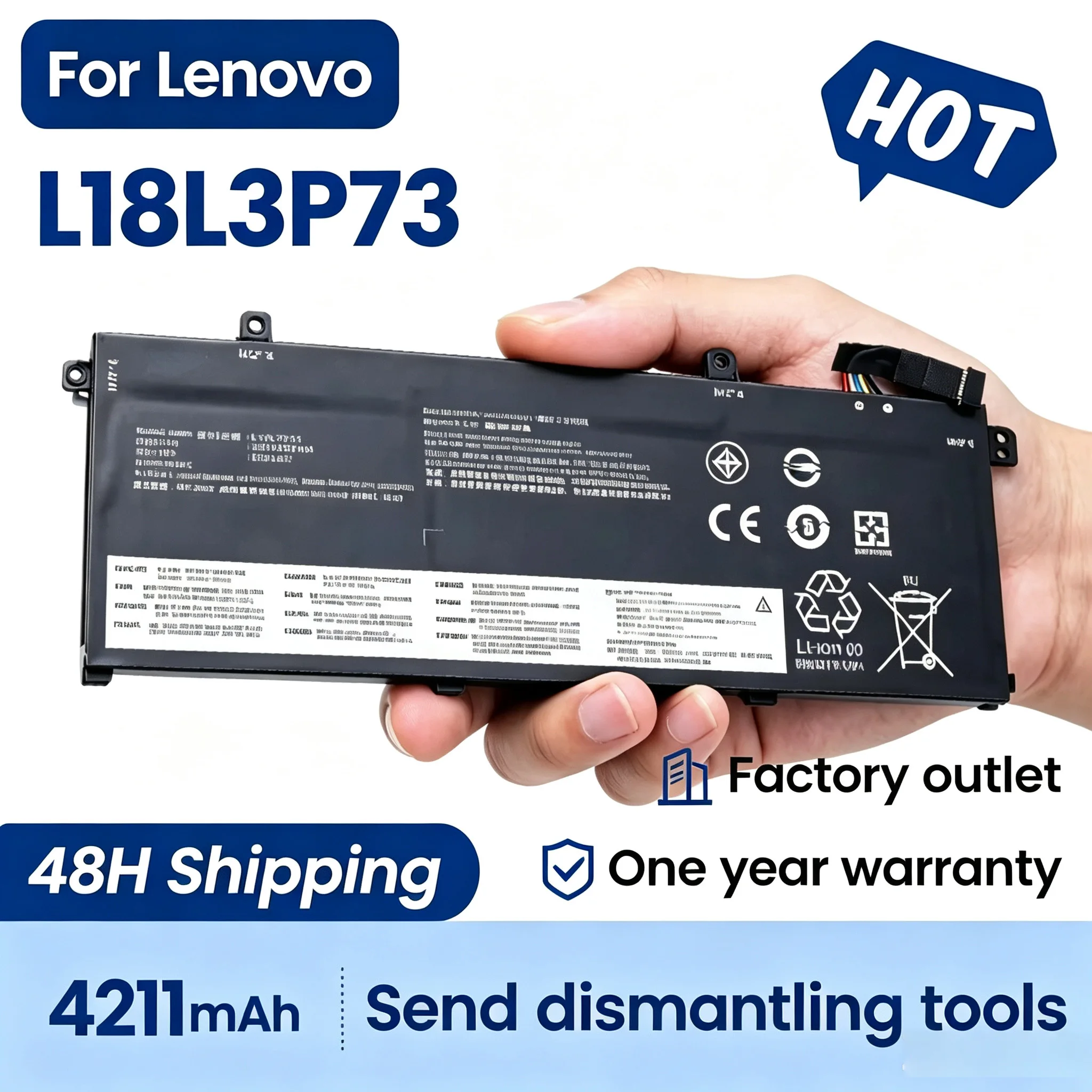 L18C3P72 L18L3P73 Laptop Battery for Lenovo ThinkPad T14 Gen 1 Gen 2 T490 T495 L18M3P73 L18C3P73 L18M4P73 Notebook High Capacity