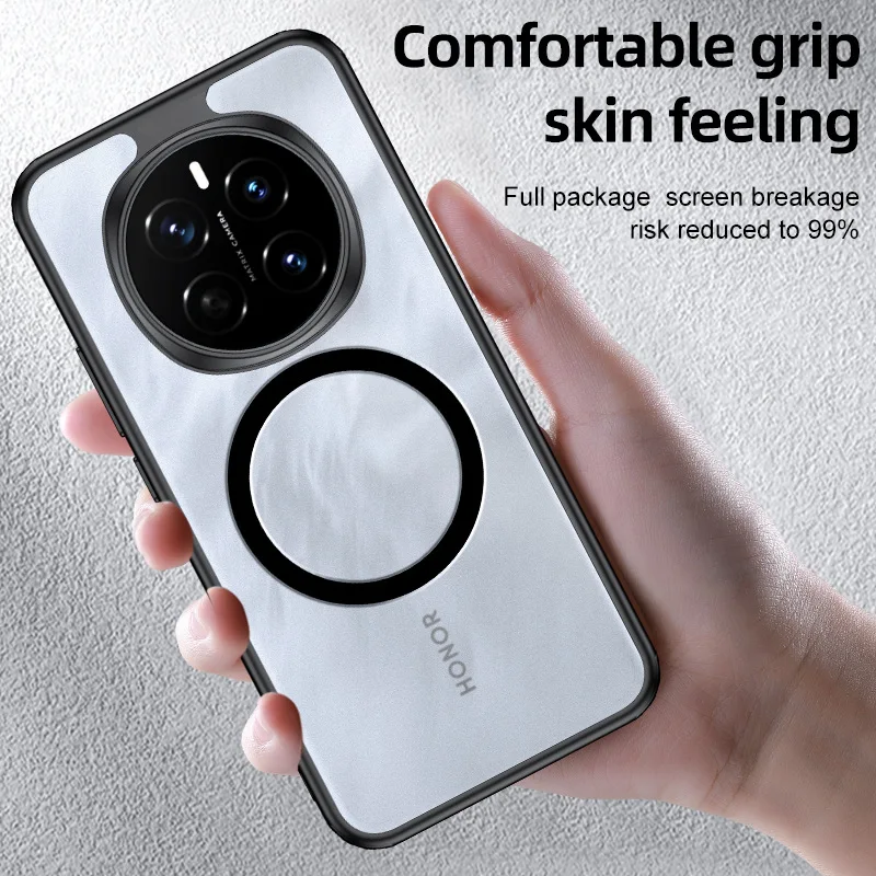 for Magsafe Magnetic Transparent Case for Honor X60 200 100 300 Magic 7 6 5 Pro Shockproof Bumper Wireless Charge Matte Cover