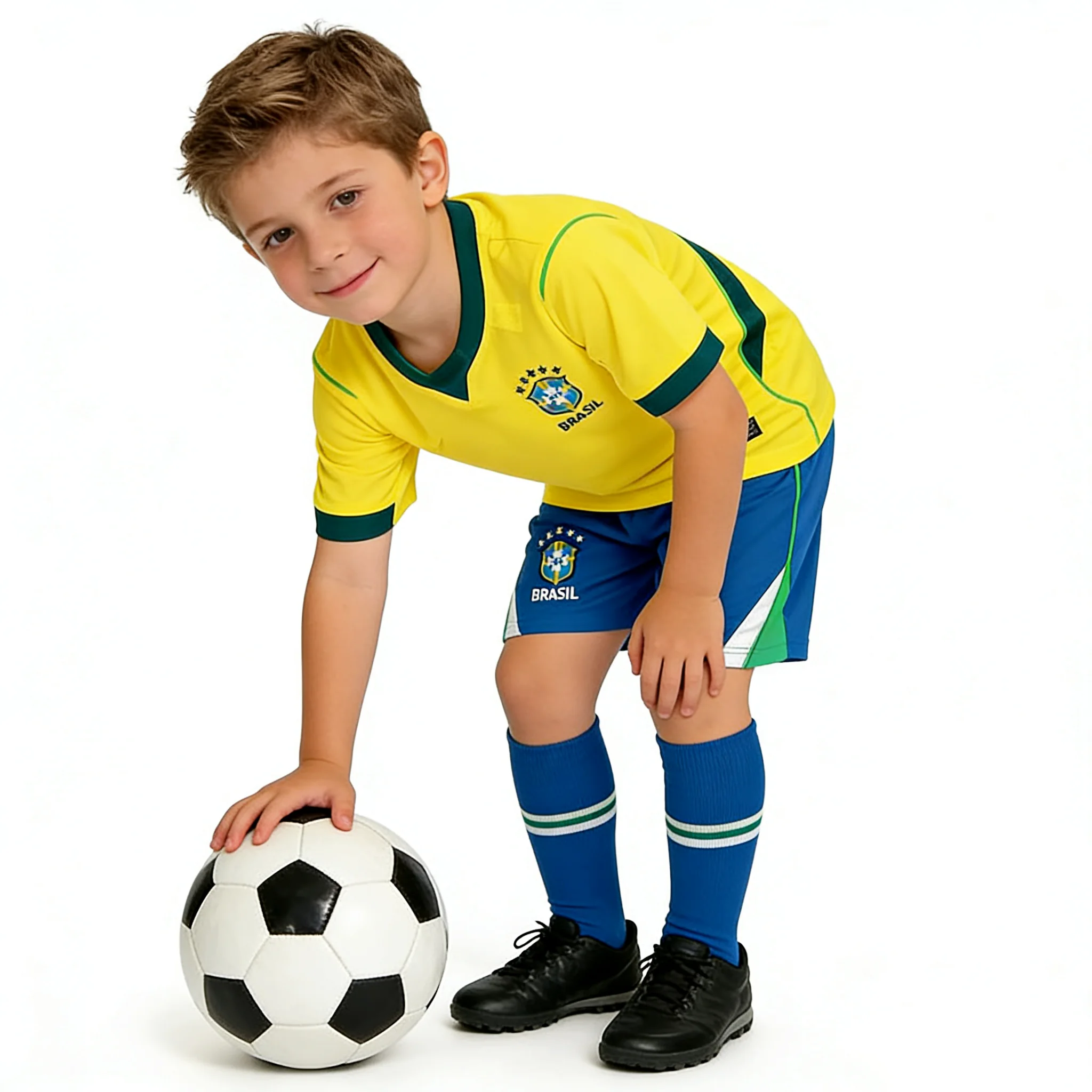 

Детский футбольный комплект сборной Бразилии - 2026: дышащая быстросохнущая форма для мальчиков, легкая спортивная одежда для тренировок и матчей