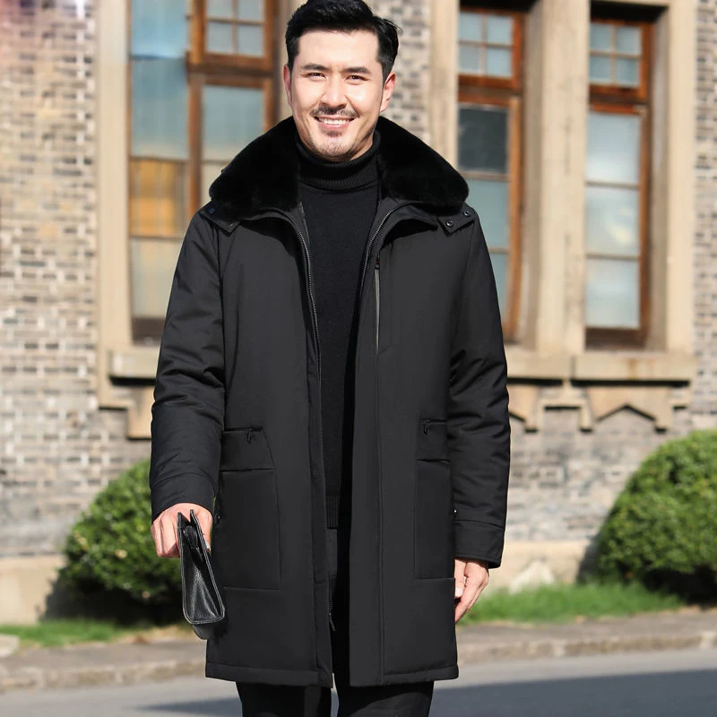 سترة رجالية لمنتصف العمر وكبار السن مع بطانة داخلية قابلة للفصل ملابس خارجية للشتاء للأب معطف رجالي سترة #5