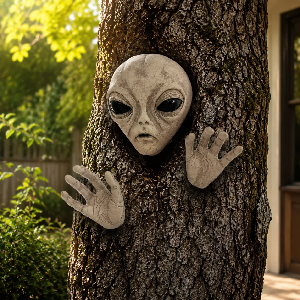 Green 3D Artificial Alien Wall Hanging Creepy Funny Home Prop Peel And Stick Labelable Wall Decor Ornament For Halloween