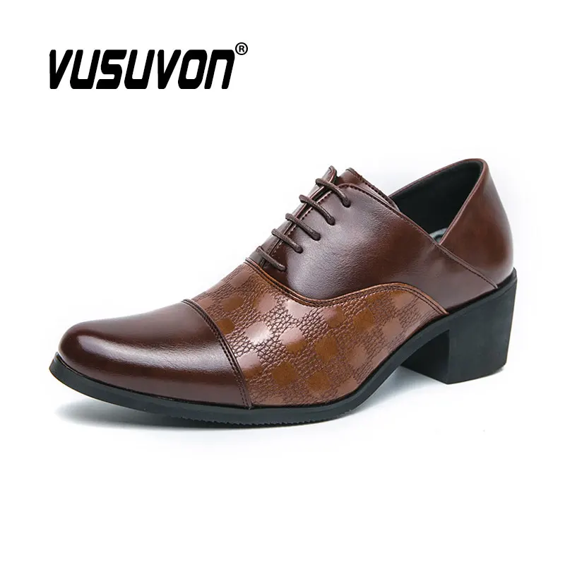 

Мужские туфли-броги-оксфорды, кожаные лоферы на каблуке 6 см, модные повседневные модельные туфли на плоской подошве, классическая черная обувь на шнуровке, большой размер 38-46