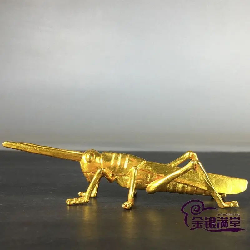 Gilt Locust and grasshopper pen holder Ornament Decoration Tea Pet Figurines Desk Decor Accessories
