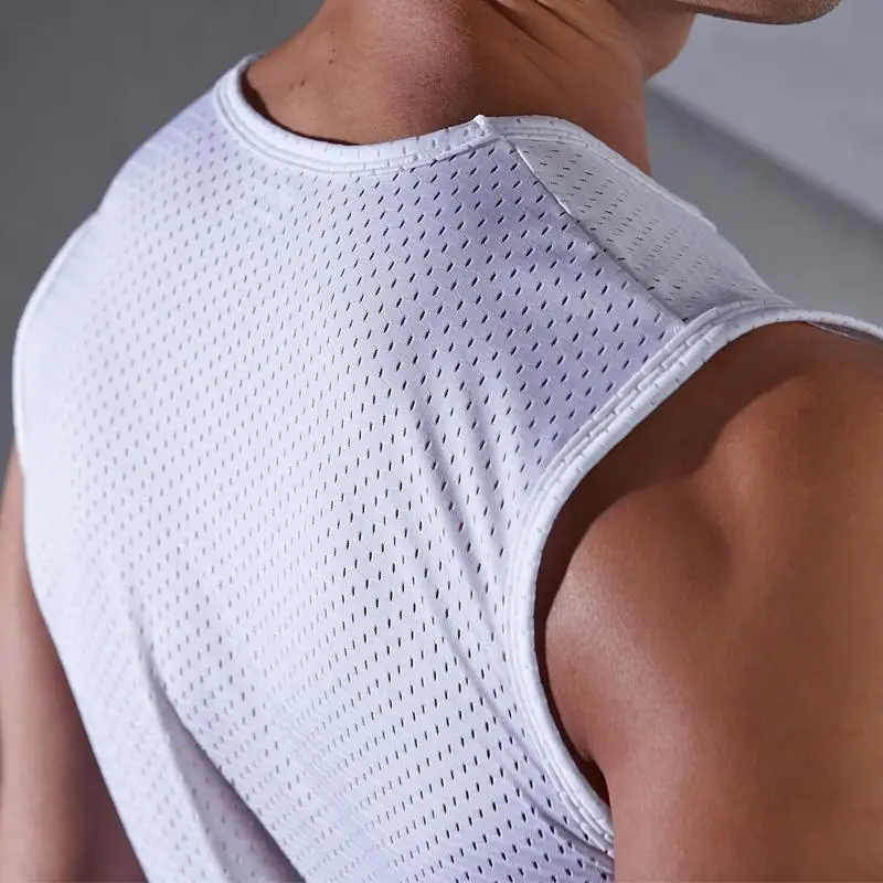Ice Silk Mesh Tank Tops for men Gym Stringer Transparent Bodybuilding Sleeveless Shirt Fitness Vest Male Mesh Muscle Undershirts