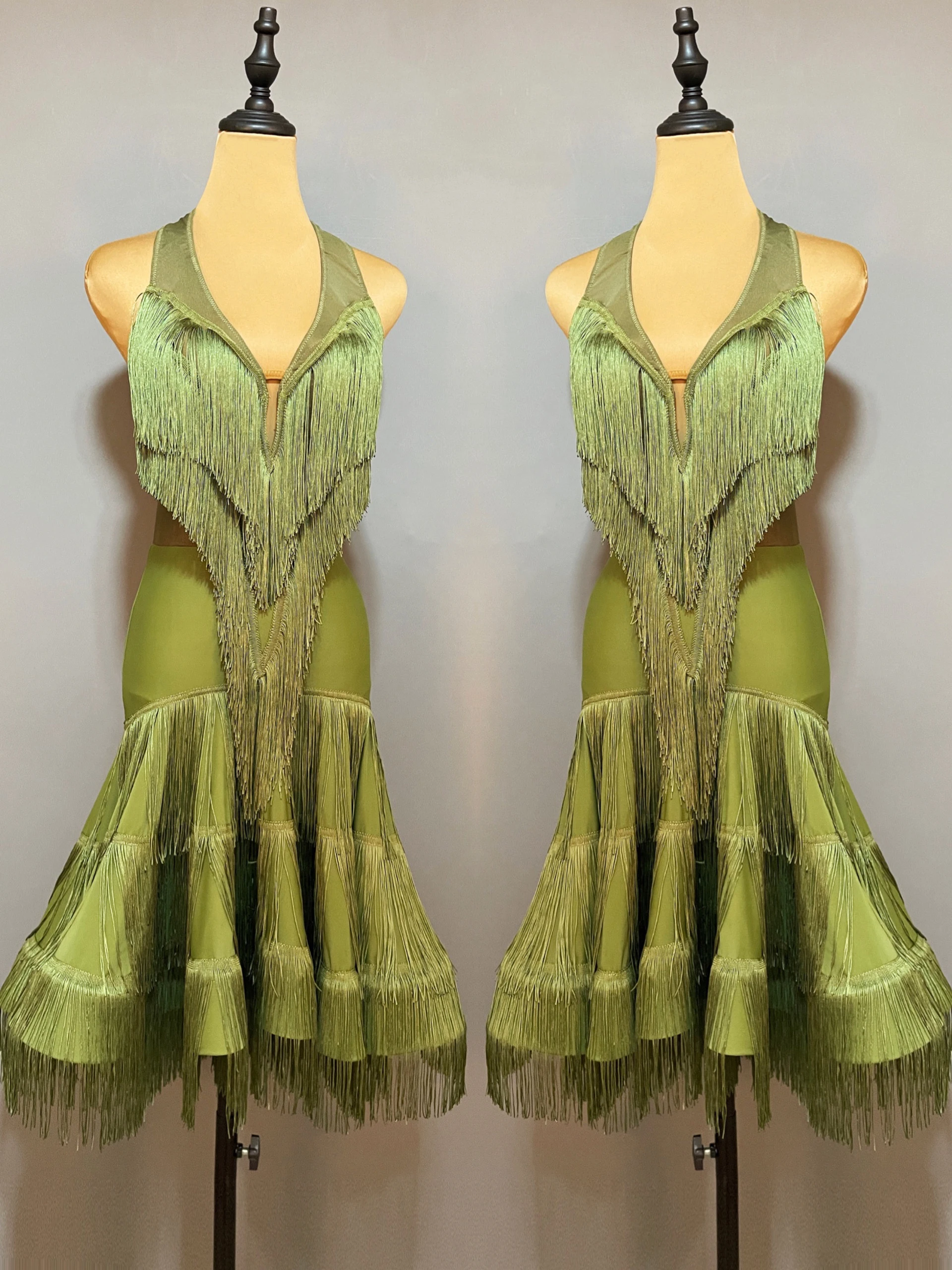 Costume de Performance de brevLatine pour Femme, Robe à Franges, Col Licou, Concours Adulte, Régions ba, Samba, Salle de Bal, JL5673