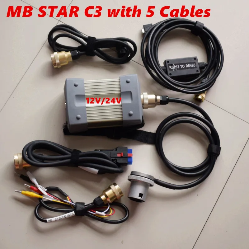 MB Star C3 SD Connect with Full Software Pro Multiplexer Supports 12V&24V Car+Truck Diagnostic Scanner with D630 Laptop