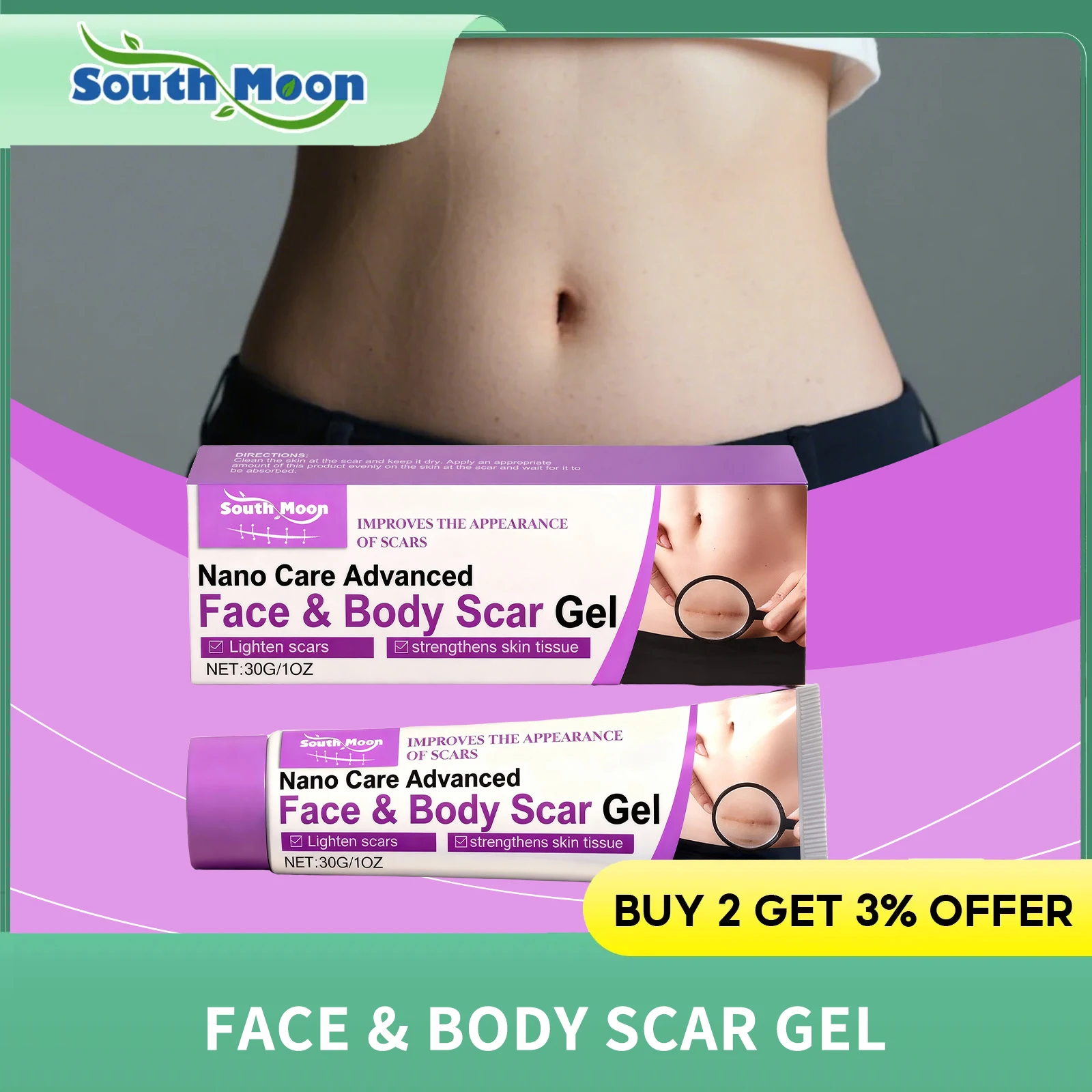

Face Body Scar Gel Scar Healing Stretch Marks Treatment Fade Stubborn Burn Surgical Scars Skin Regeneration Scar Repair Cream