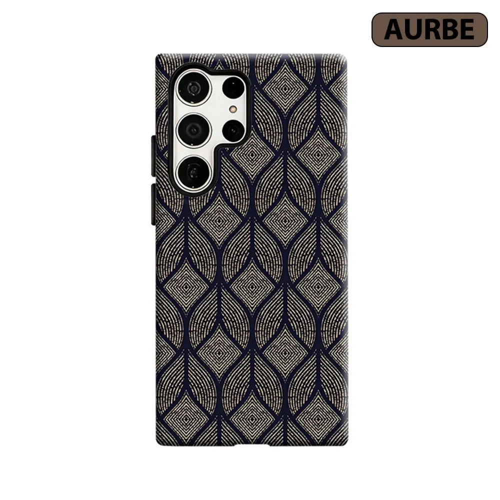 Vintage Rhombus Texture Phone Case For Samsung Galaxy S26 S25 S24 S23 Ultra Plus HD Hard Double Layer Film Cover