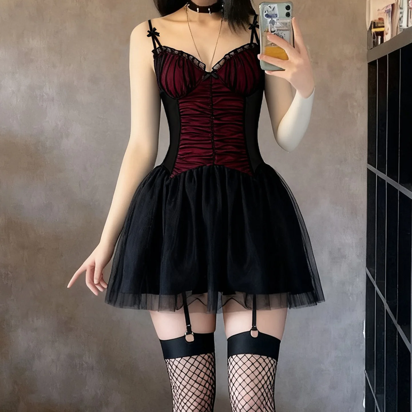 Mesh Slim Dress, New Gothic Slim Suspender Skirt