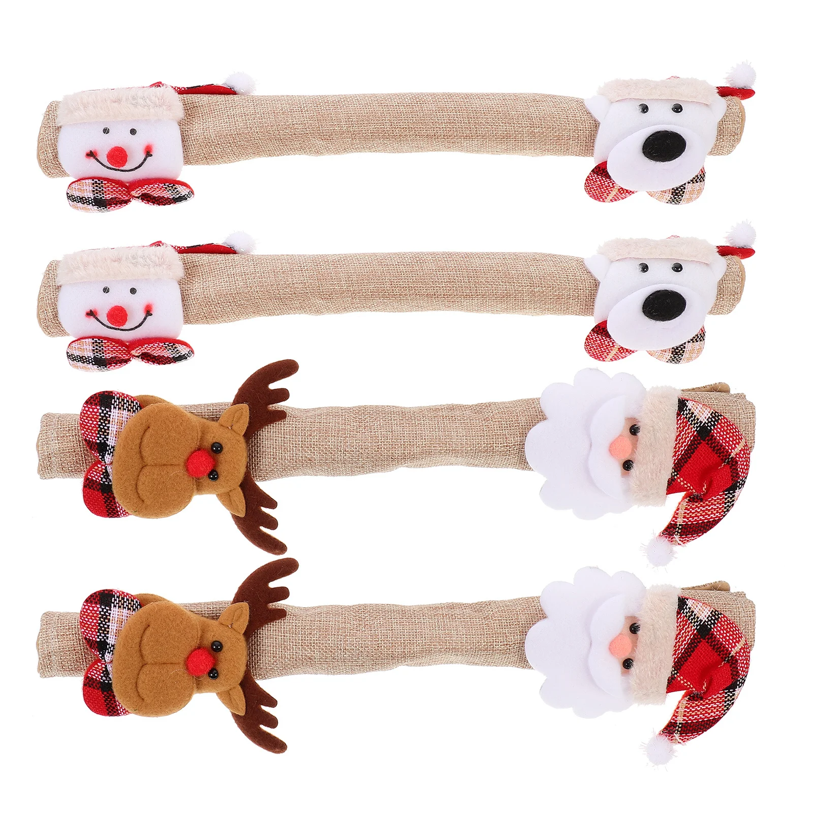 

4Pcs Xmas Kitchen Handle Covers Refrigerator Protector Fingerprint Oven Microwave Appliance Knob Covers