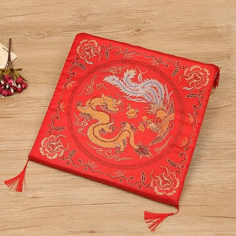 2xChinese Vietnamese Wedding Tea Ceremony Red Double Happiness Phoenix Dragon Kneeling Cushion Pad Red Double Happiness Pad