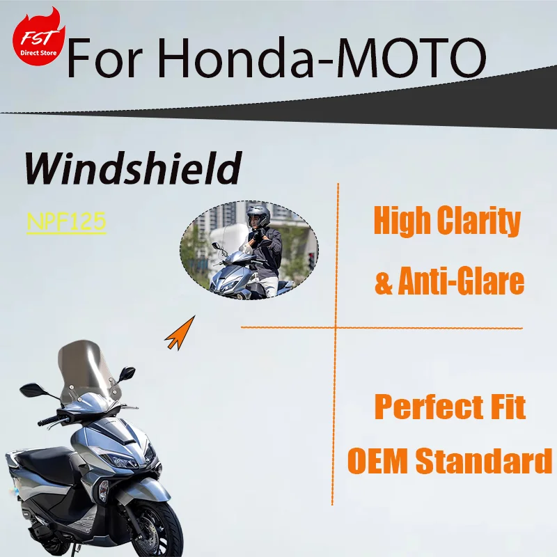 

Heightened Modified Front Windshield for Wuyang Honda NPF125, Upgrade Windproof Rain Shield Deflector