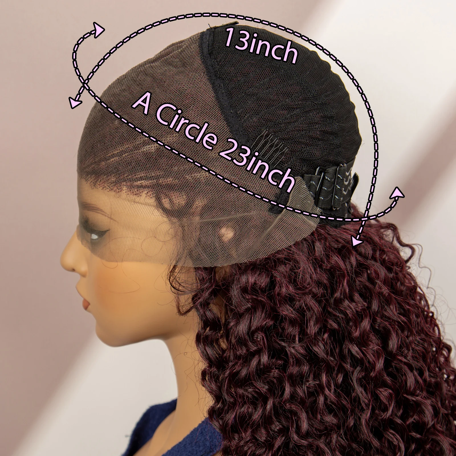 Parrucche intrecciate Cornrow bordeaux Parrucche anteriori in pizzo Trecce sintetiche Parrucche per capelli ricci Parrucche afro con capelli del bambino Parrucca riccia di colore 99J per le donne