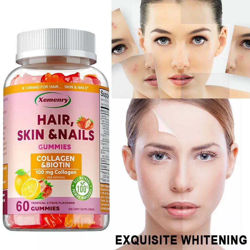 

Hair, Skin & Nails Gummy Vitamins - Antioxidant, Promotes Hair Growth, Strong Nails and Healthy Skin